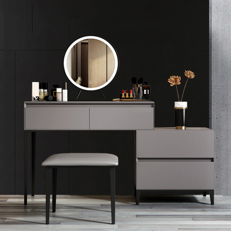 Gray Wooden Vanity, 31.5"/39.4" Wide Makeup Vanity Set with Stool