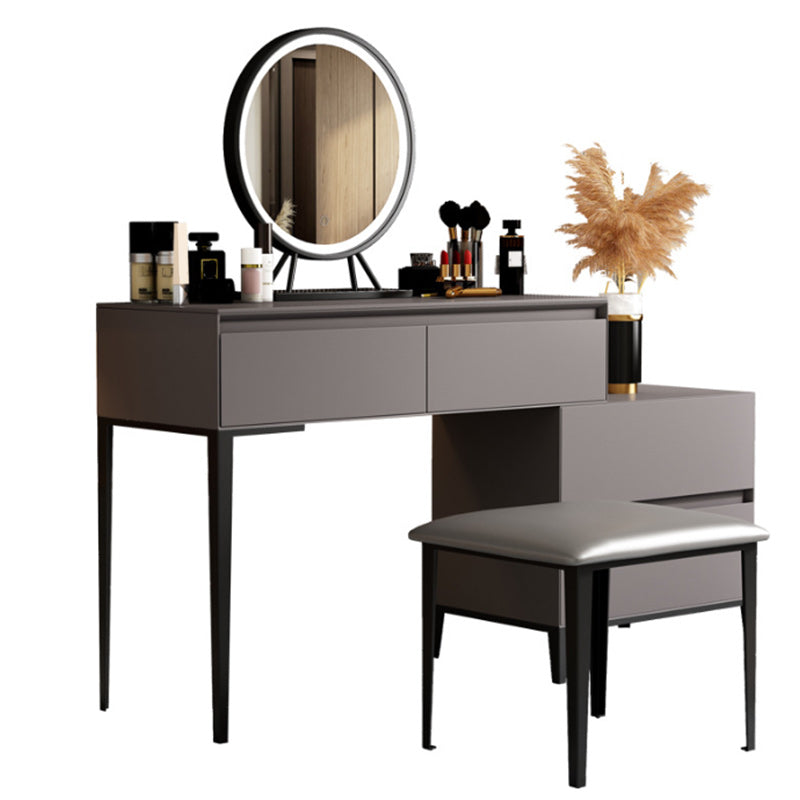 Gray Wooden Vanity, 31.5"/39.4" Wide Makeup Vanity Set with Stool