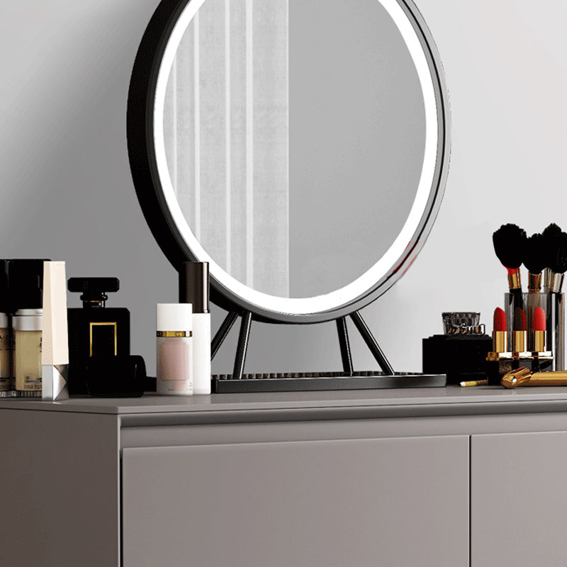 Gray Wooden Vanity, 31.5"/39.4" Wide Makeup Vanity Set with Stool