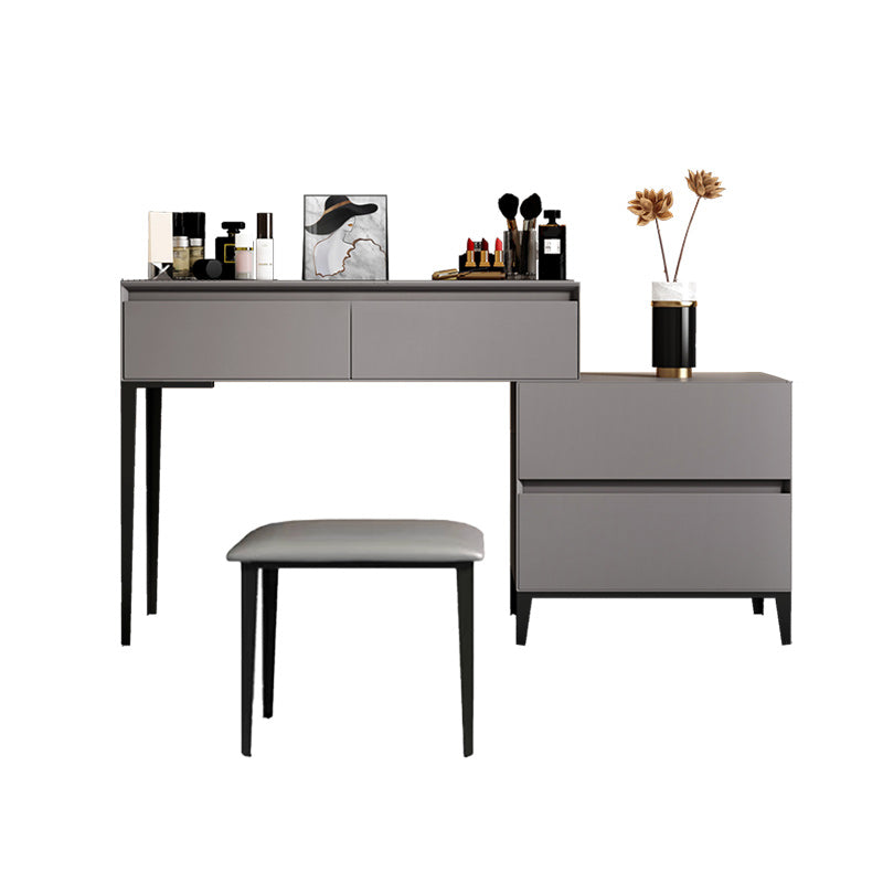 Gray Wooden Vanity, 31.5"/39.4" Wide Makeup Vanity Set with Stool