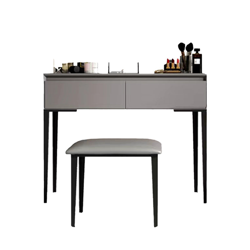 Gray Wooden Vanity, 31.5"/39.4" Wide Makeup Vanity Set with Stool
