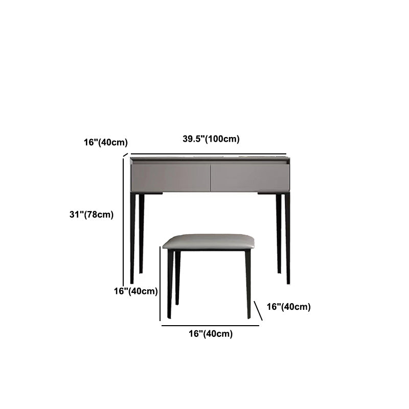Gray Wooden Vanity, 31.5"/39.4" Wide Makeup Vanity Set with Stool
