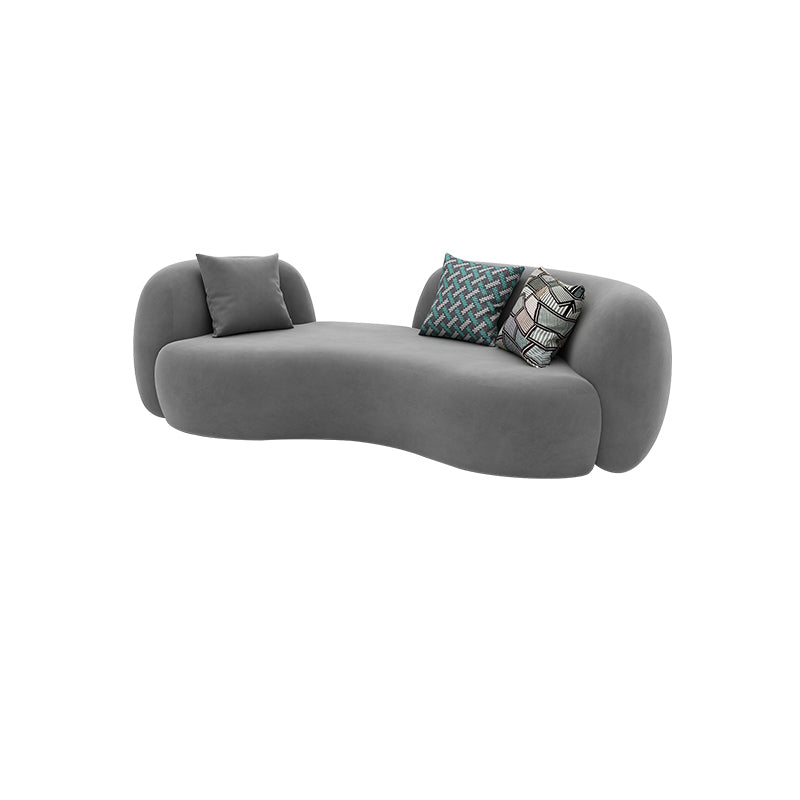Contemporary Tight Back Tuxedo Arm Curved Settee Couch in Grey/white