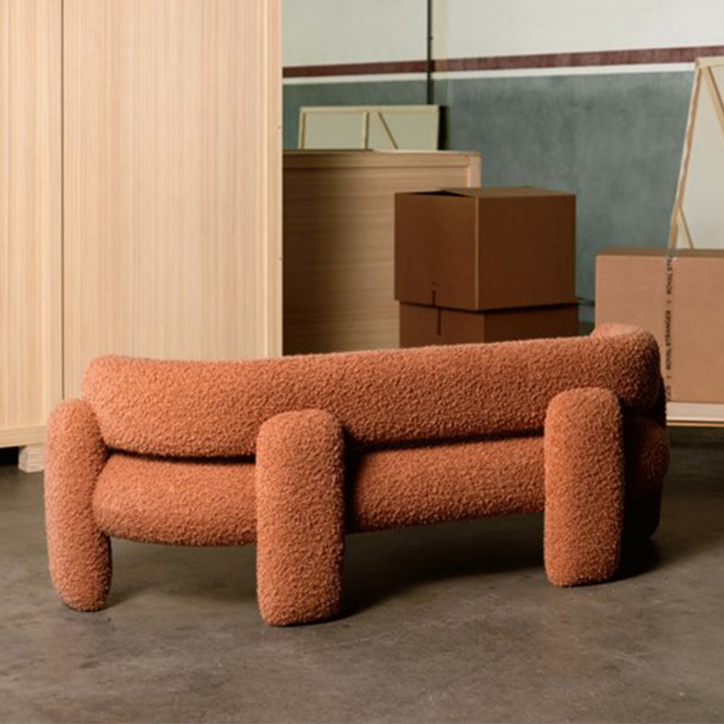Contemporary Tight Back Curved Tuxedo Arm Stationary Settee Couch