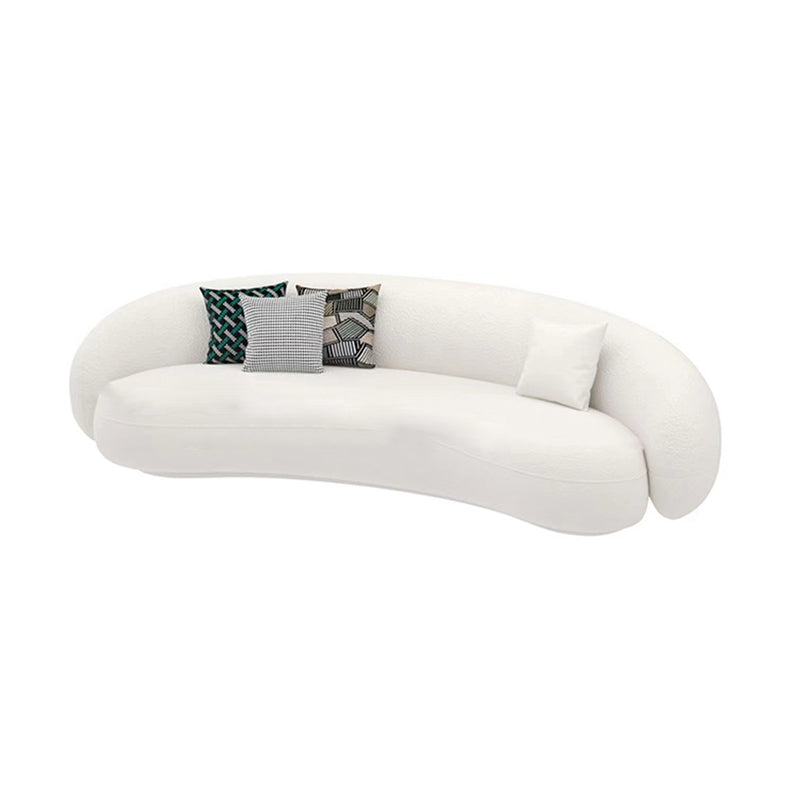 Modern White/grey Wool Curved Sofa Tight Back Stationary Sectional