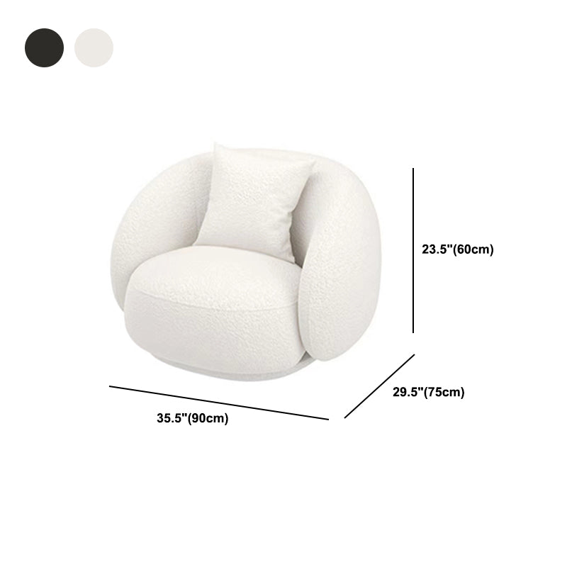 Modern White/grey Wool Curved Sofa Tight Back Stationary Sectional