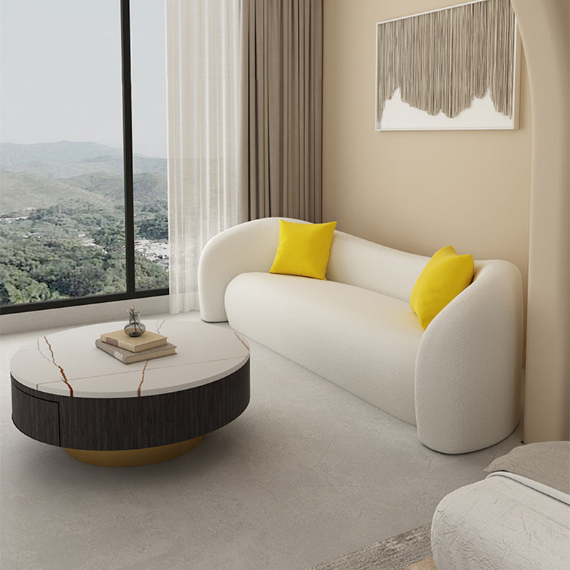 Contemporary Tight Back Sofa Tuxedo Arm Settee Couch in White