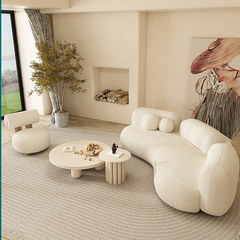 Wool Contemporary Curved Sofa Recessed Arm Sofa for Living Room, Apartment