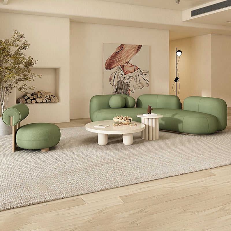 Wool Contemporary Curved Sofa Recessed Arm Sofa for Living Room, Apartment