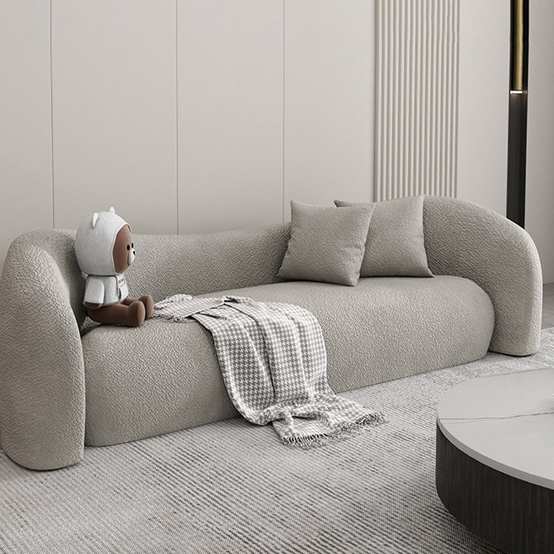 Wool Contemporary Sloped Arm Sofa Curved Sofa for Living Room, Apartment