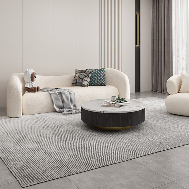 Wool Contemporary Sloped Arm Sofa Curved Sofa for Living Room, Apartment