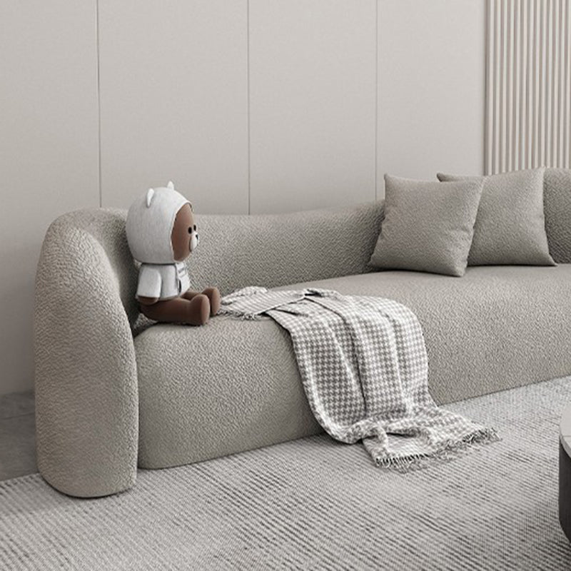 Wool Contemporary Sloped Arm Sofa Curved Sofa for Living Room, Apartment