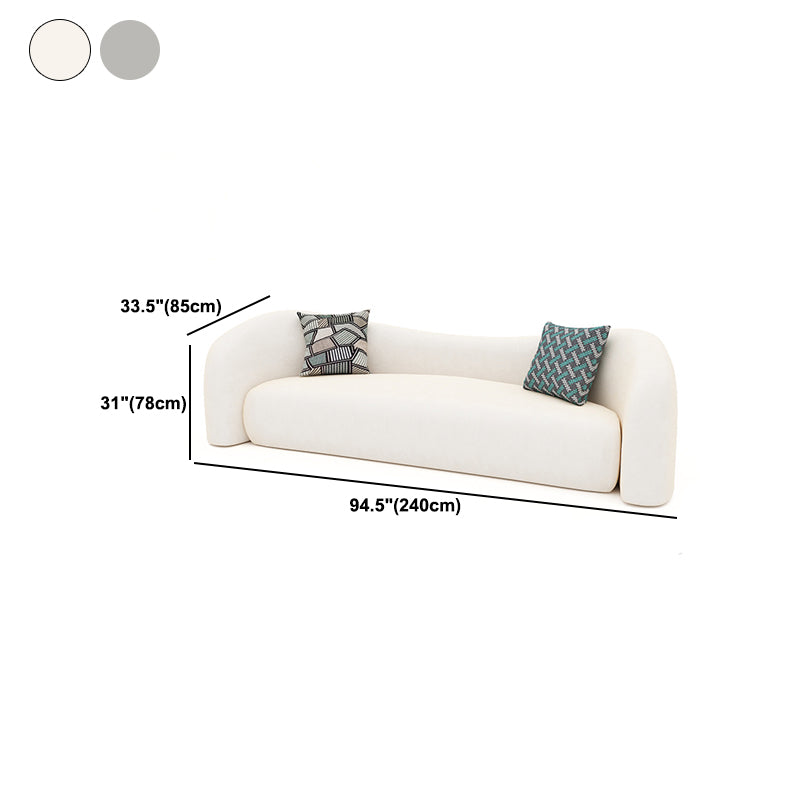 Wool Contemporary Sloped Arm Sofa Curved Sofa for Living Room, Apartment