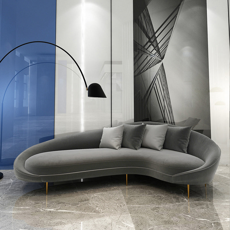 Velvet Sloped Arm Sofa Contemporary Curved Sofa for Living Room, Apartment