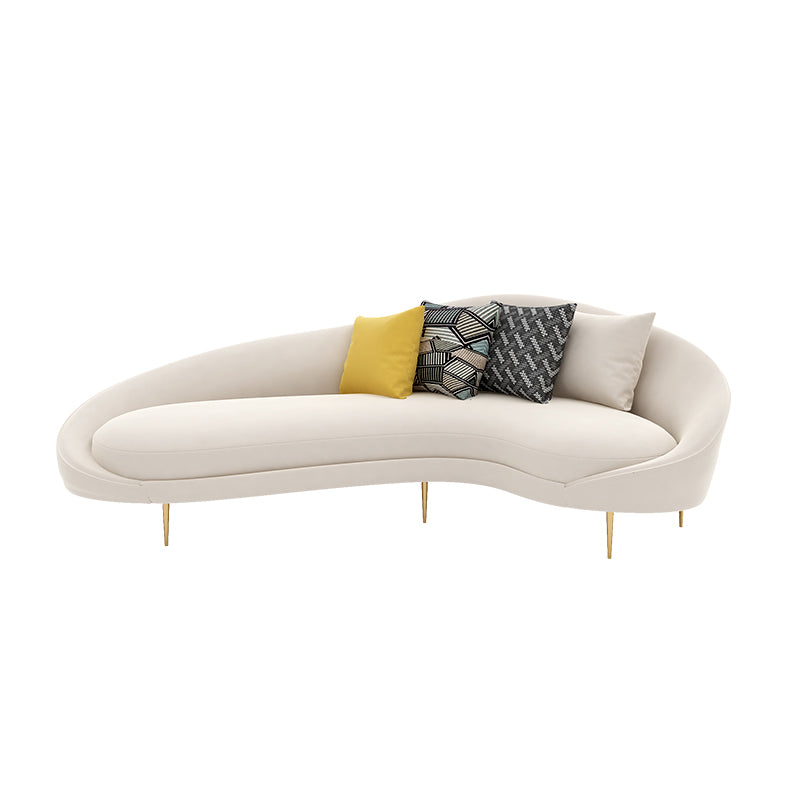 Velvet Sloped Arm Sofa Contemporary Curved Sofa for Living Room, Apartment