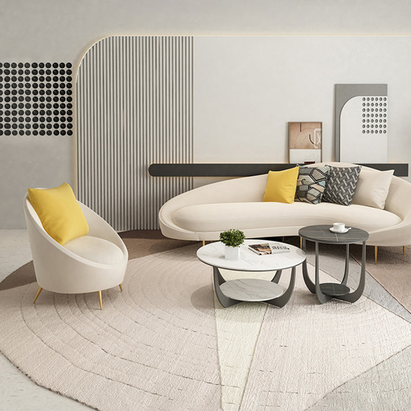 Velvet Sloped Arm Sofa Contemporary Curved Sofa for Living Room, Apartment