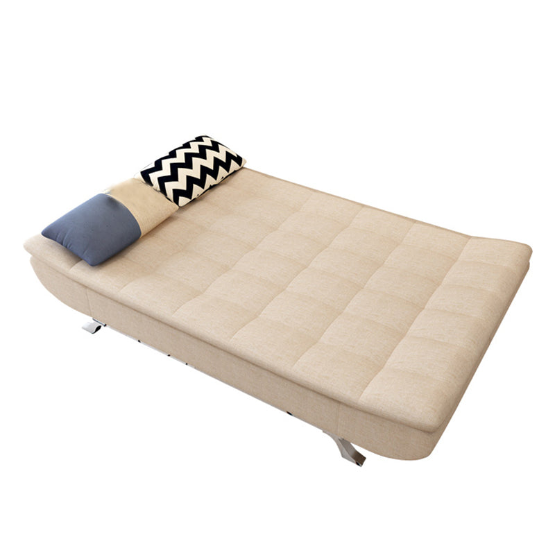 Cotton Blend and Faux Leather Contemporary Armless Biscuit Back Sofa Bed