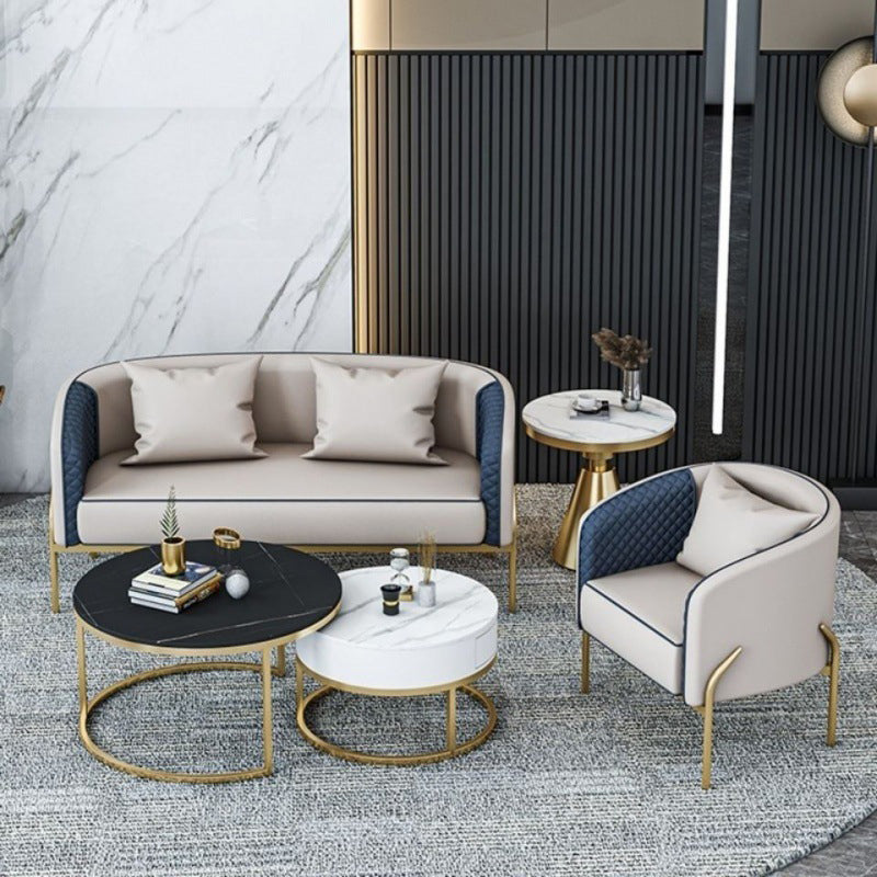 Standard Sofa 22.83" D X 27.55" H Sloped Arm Sofa with Golden Legs for Living Room