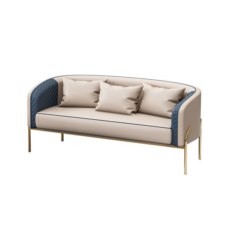 Standard Sofa 22.83" D X 27.55" H Sloped Arm Sofa with Golden Legs for Living Room