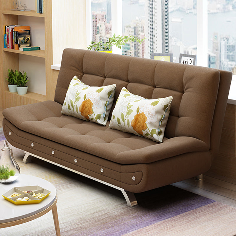 Cotton Blend Convertible Contemporary Biscuit Back Armless Sofa Bed
