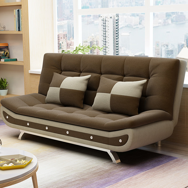Cotton Blend Convertible Contemporary Biscuit Back Armless Sofa Bed