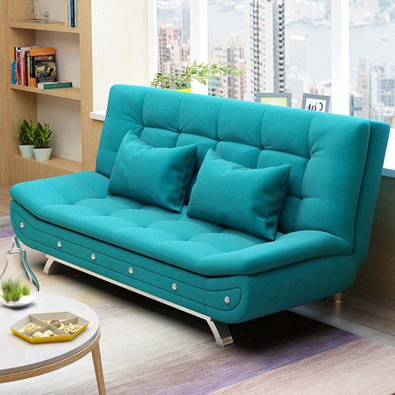 Cotton Blend Convertible Contemporary Biscuit Back Armless Sofa Bed