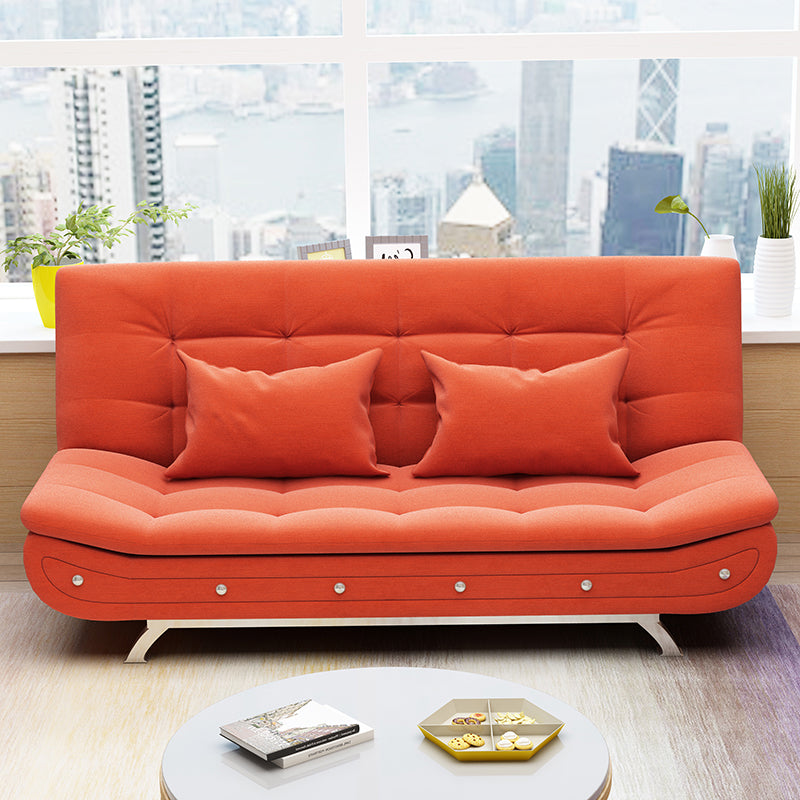 Cotton Blend Convertible Contemporary Biscuit Back Armless Sofa Bed