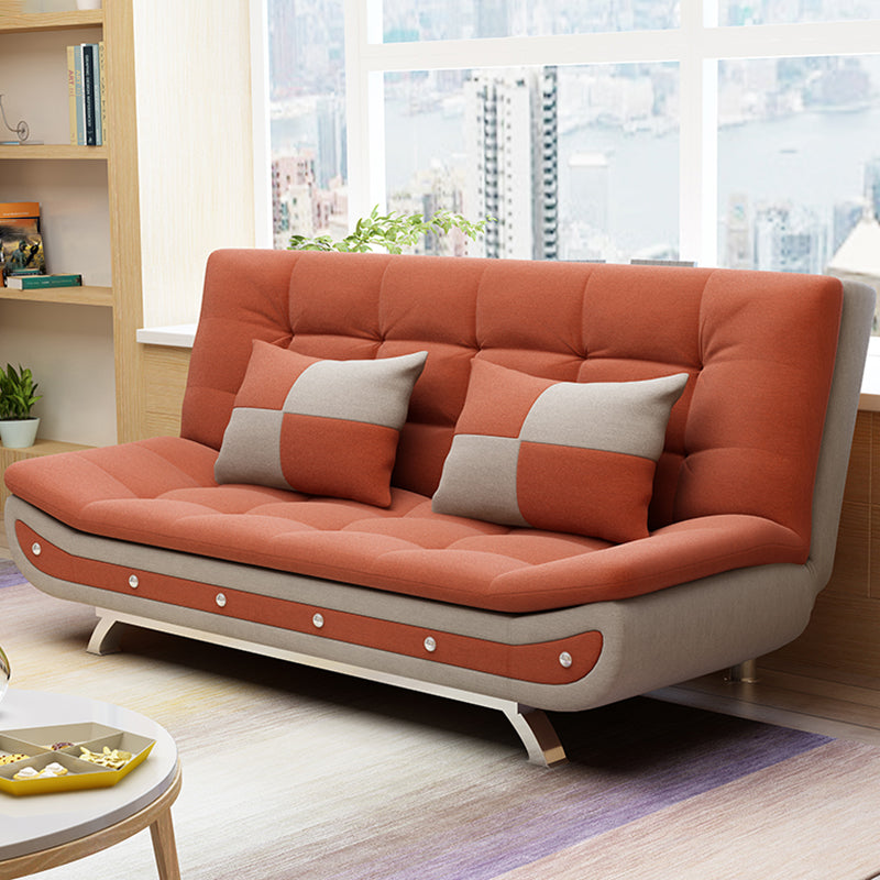 Cotton Blend Convertible Contemporary Biscuit Back Armless Sofa Bed