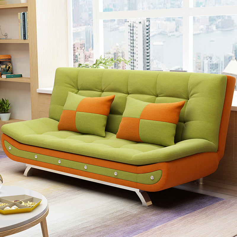 Cotton Blend Convertible Contemporary Biscuit Back Armless Sofa Bed