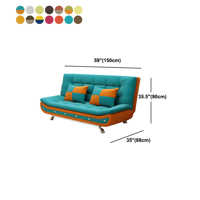 Cotton Blend Convertible Contemporary Biscuit Back Armless Sofa Bed