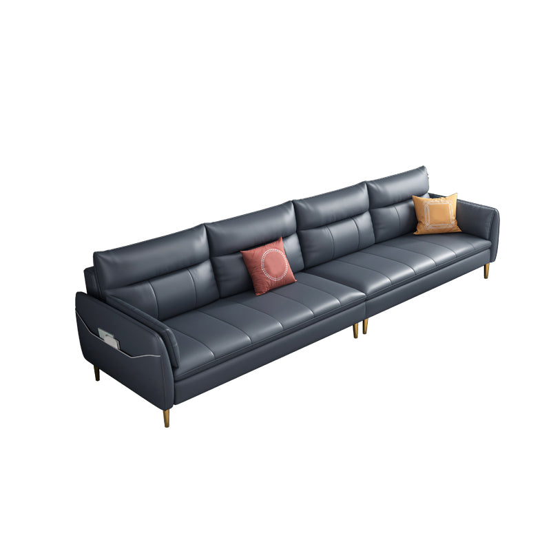 Stain Resistant Glam Blue Sofa Sewn Pillow Back Pillow Top Arm Seating