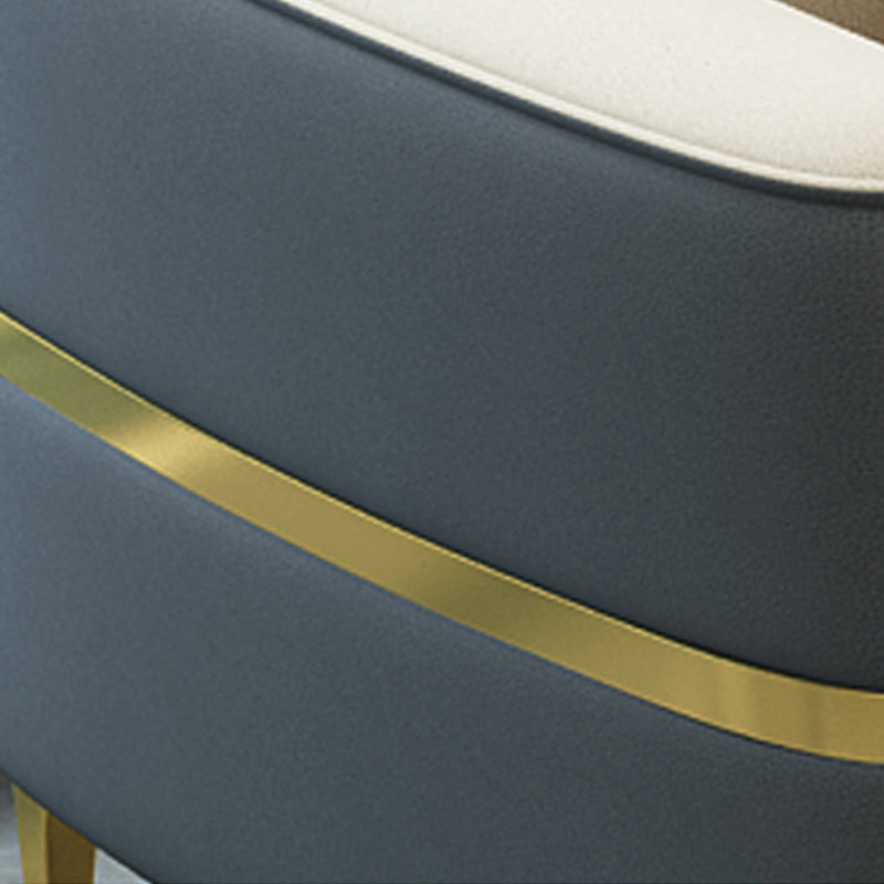 Scandinavian Faux Leather Sofa Square Arm Sofa with 2 Pillows