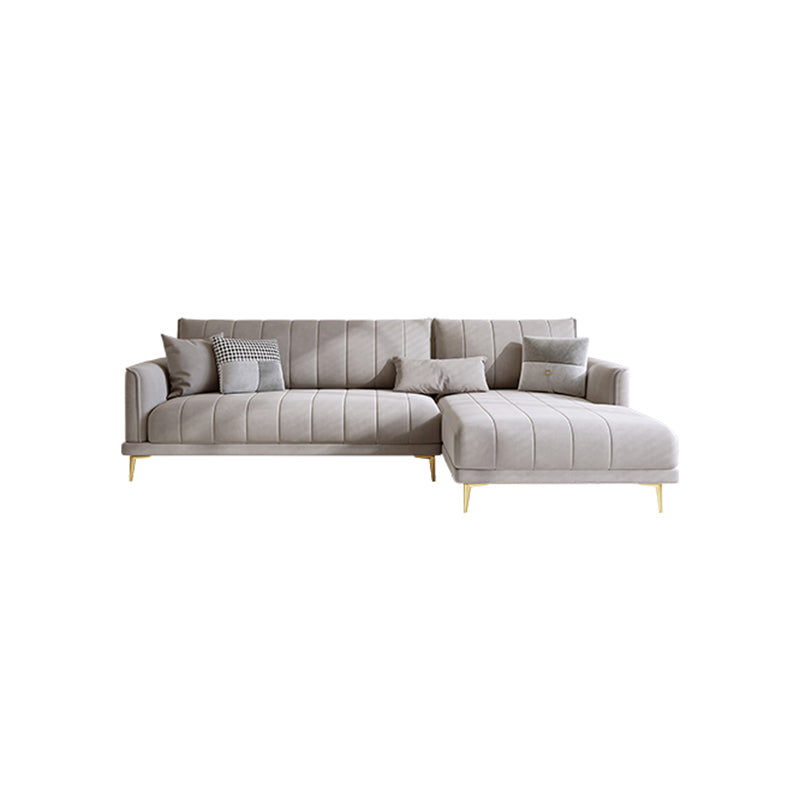 Nordic Sofa & Chaise in Grey Square Arm Sofa with Bolster Pillows