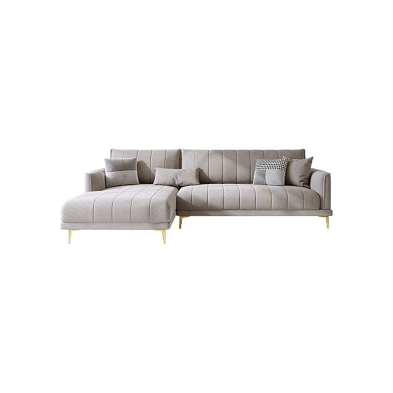 Nordic Sofa & Chaise in Grey Square Arm Sofa with Bolster Pillows