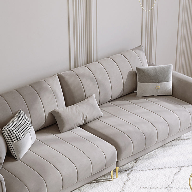 Nordic Sofa & Chaise in Grey Square Arm Sofa with Bolster Pillows