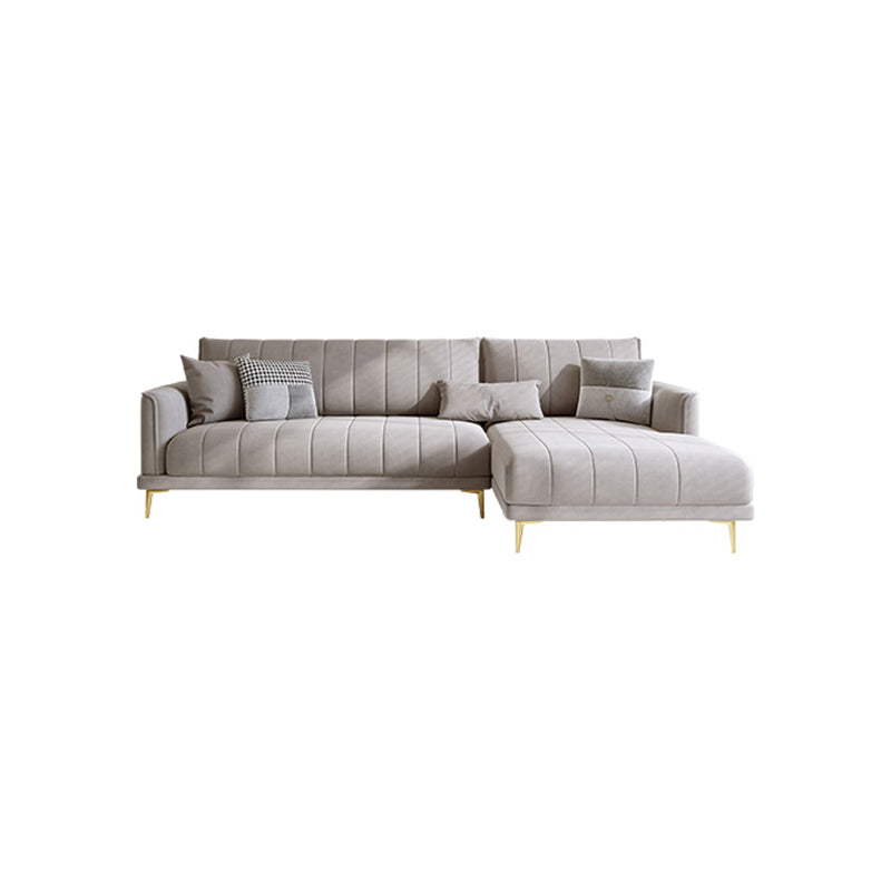 Nordic Sofa & Chaise in Grey Square Arm Sofa with Bolster Pillows