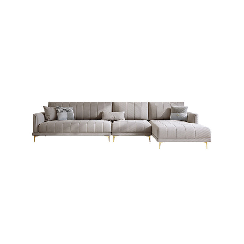 Nordic Sofa & Chaise in Grey Square Arm Sofa with Bolster Pillows