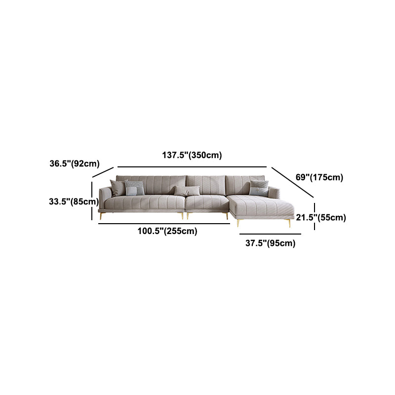Nordic Sofa & Chaise in Grey Square Arm Sofa with Bolster Pillows