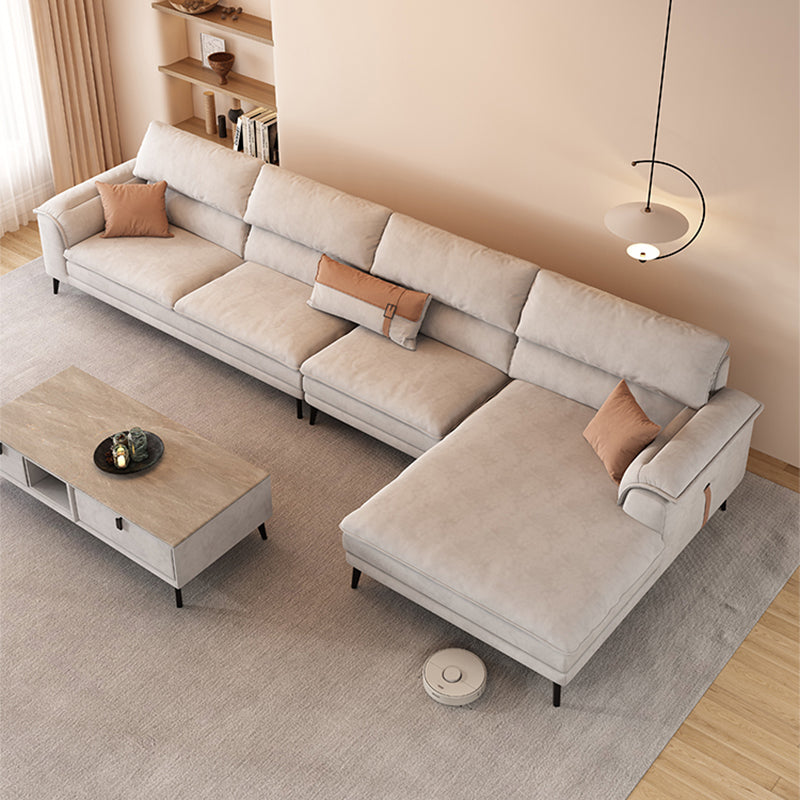 Modern Grey Faux Leather Sofa & Chaise Pillow Top Arm Sofa - 36.22" H