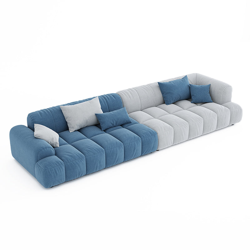 Scandinavian Sofa & Chaise in Blue and White Recessed Arm Sofa