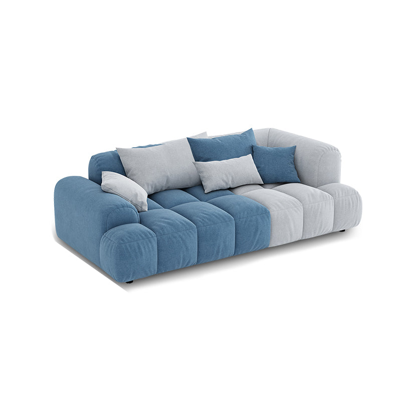 Scandinavian Sofa & Chaise in Blue and White Recessed Arm Sofa