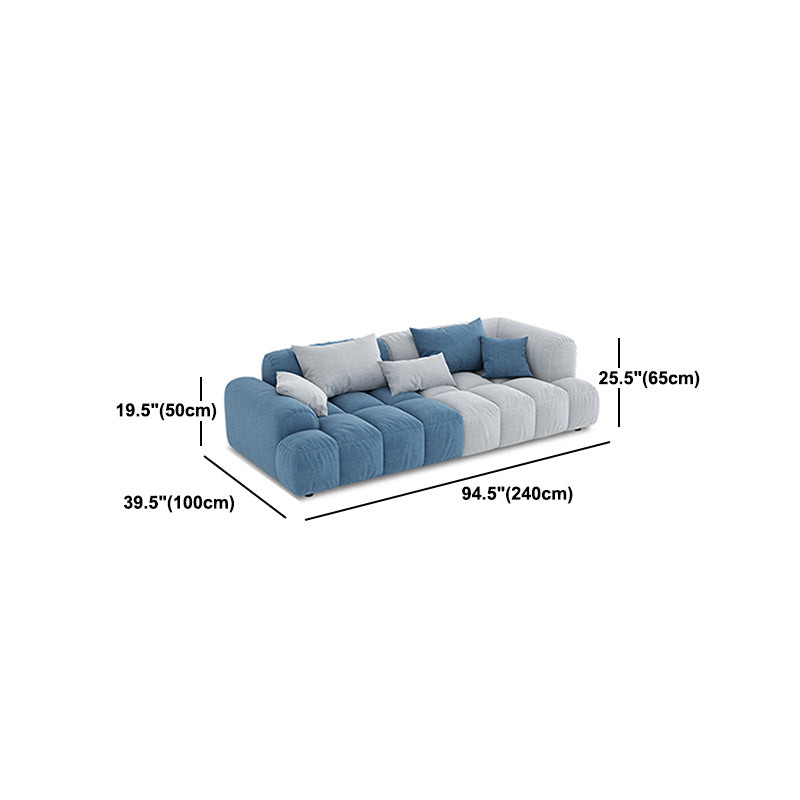 Scandinavian Sofa & Chaise in Blue and White Recessed Arm Sofa