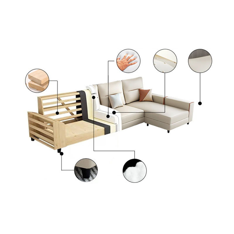 37.4"H Faux Leather Square Arm Sofa & Chaise for Living Room