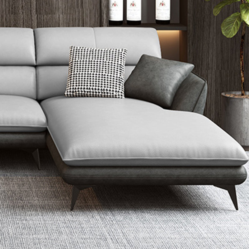 Nordic Sewn Pillow Back Sofa Faux Leather Sloped Arm Sofa for Living Room