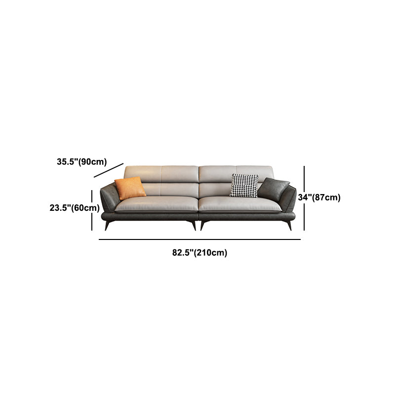 Nordic Sewn Pillow Back Sofa Faux Leather Sloped Arm Sofa for Living Room