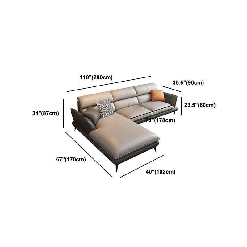 Nordic Sewn Pillow Back Sofa Faux Leather Sloped Arm Sofa for Living Room