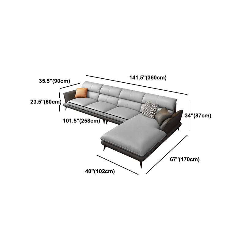 Nordic Sewn Pillow Back Sofa Faux Leather Sloped Arm Sofa for Living Room