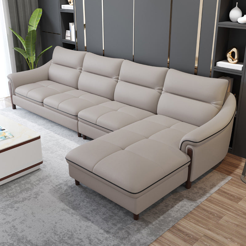 Nordic Style Sofa Bed Leather Material Sloping Armrest Cushioning Back Sofa