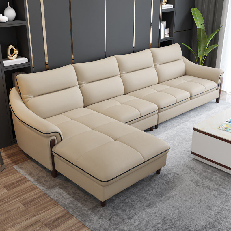 Nordic Style Sofa Bed Leather Material Sloping Armrest Cushioning Back Sofa