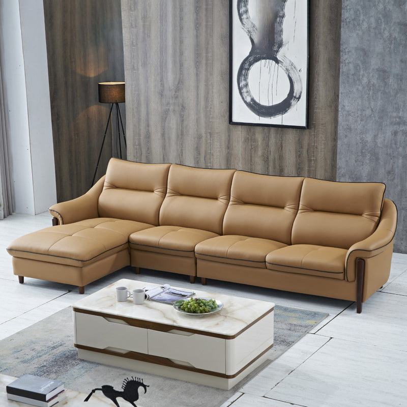 Nordic Style Sofa Bed Leather Material Sloping Armrest Cushioning Back Sofa